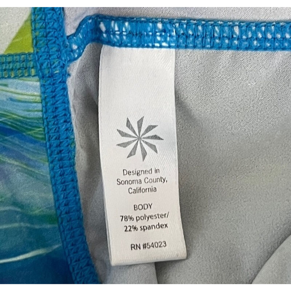 Athleta Pants Women Small Blue Green Tropea Dobby Be Free Kicker Crop Watercolor - Picture 6 of 7